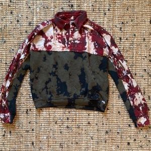 Reworked flannel/cotton tie dye sweatshirt